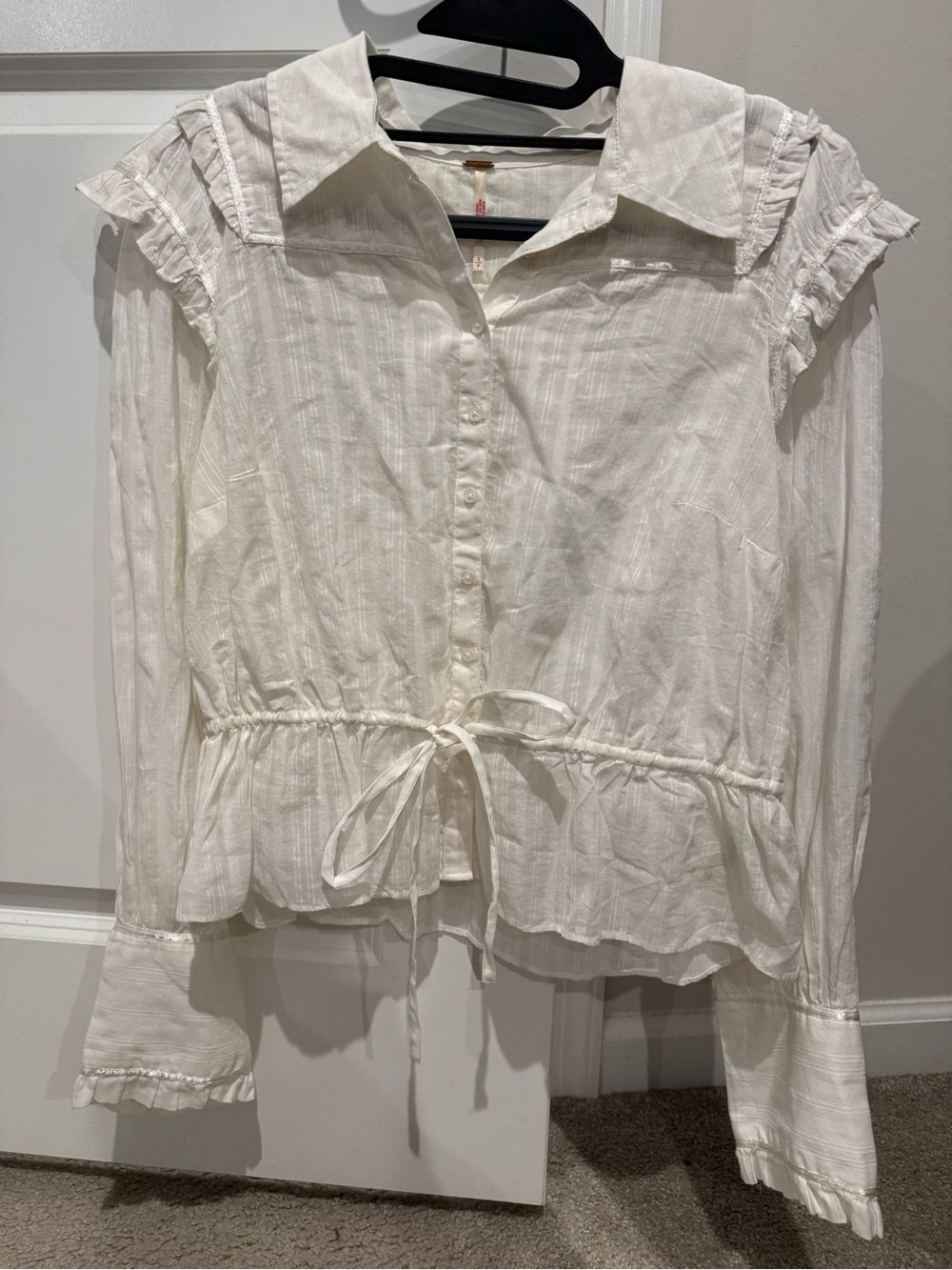 Free People Optic White DayBreak Button-Down Blouse